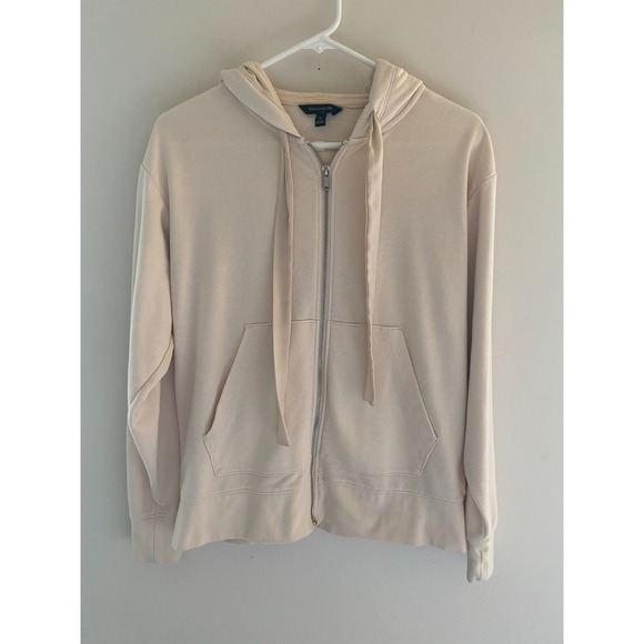 Banana Republic Tops - Banana Republic Hoodie Womens Small Beige Full Zip Lounge Minimalist Soft